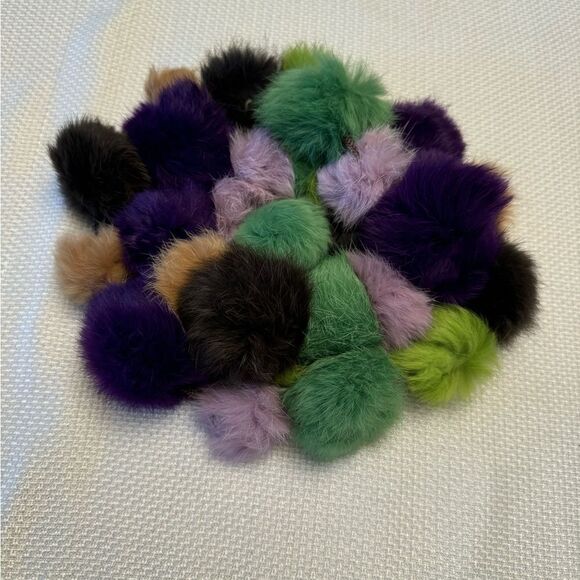 Cajon Accessories Genuine Rabbit Fur Pom Pom Scarf Necklace - Multicolor - boho - Picture 1 of 7